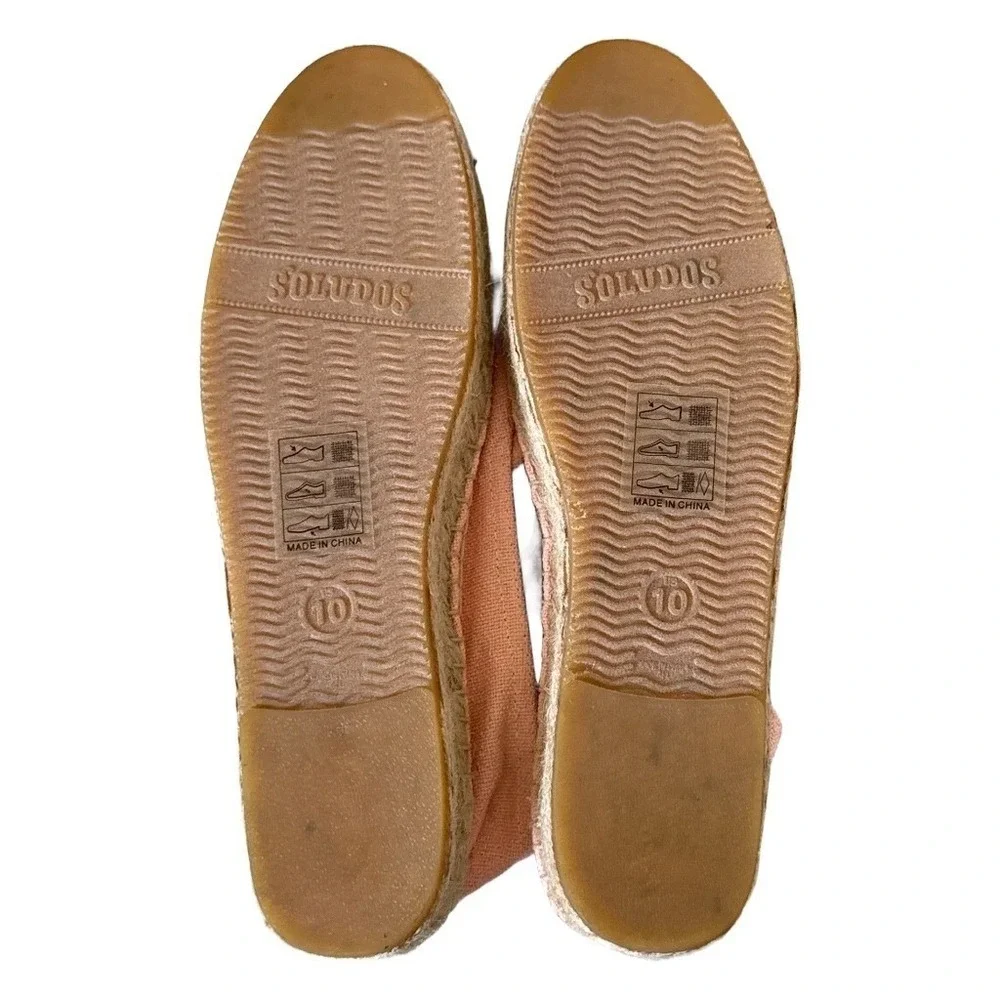 Soludos Aloha Sunset Pink Canvas Espadrille Flats Womens 10 Tropical Embroidered